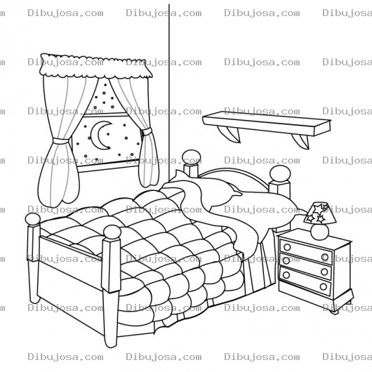 Dibujo para colorear Habitacion Infantil Dibujo Del Cuarto De Un Nino O De Una Nina Para Pintar Y Colorear