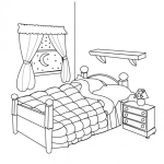 Dibujo para colorear Habitacion Infantil Dibujo Del Cuarto De Un Nino O De Una Nina Para Pintar Y Colorear
