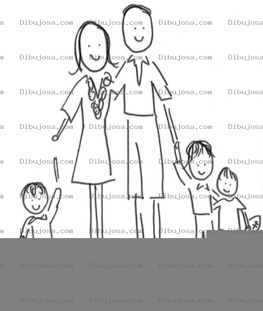 Dibujo para colorear Dibujo De Familia De 5 Integrantes Para Pintar Y Colorear