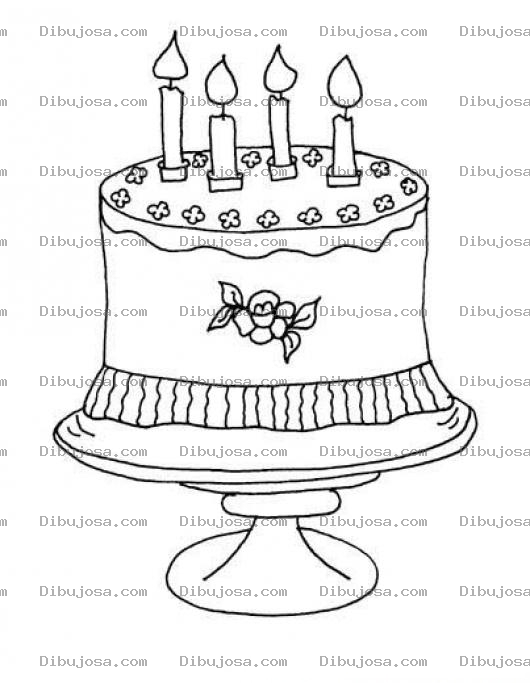 Dibujo para colorear Dibujo De Pastel De 4 Velas Para Pintar Y Colorear Pastelito De Cumleanos Numero Cuatro