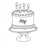 Dibujo para colorear Dibujo De Pastel De 4 Velas Para Pintar Y Colorear Pastelito De Cumleanos Numero Cuatro