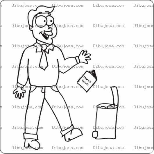 Dibujo para colorear Dibujo De Hombre Tirando Un Librito A La Basura Para Pintar Y Colorear Chico Con Basurero
