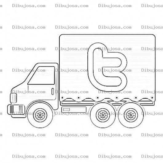 Dibujo para colorear Camion De Twitter Para Pintar Y Colorear El Carro De Twitter El Twitterauto O Twittermobil