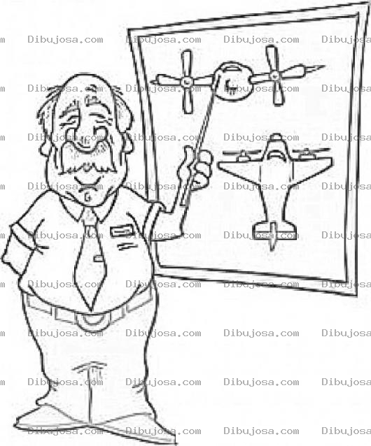 Dibujo para colorear Clases De Aviacion Dibujo De Un Instructor De Vuelo Dando Un Curso Sobre Como Volar Aviones Para Pintar Y Colorear