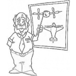 Dibujo para colorear Clases De Aviacion Dibujo De Un Instructor De Vuelo Dando Un Curso Sobre Como Volar Aviones Para Pintar Y Colorear
