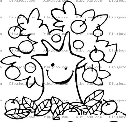 Dibujo para colorear Arbol De Manzanas Para Pintar Y Colorear