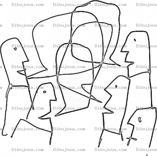Dibujo para colorear Gente Hablando Al Mismo Tiempo Para Pintar Y Colorear Muchas Personas Platicando