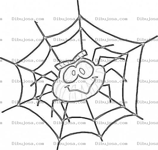 Dibujo para colorear Tela De Arana Dibujo De Aranita En Su Telarana Para Pintar Y Colorear
