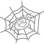Dibujo para colorear Tela De Arana Dibujo De Aranita En Su Telarana Para Pintar Y Colorear
