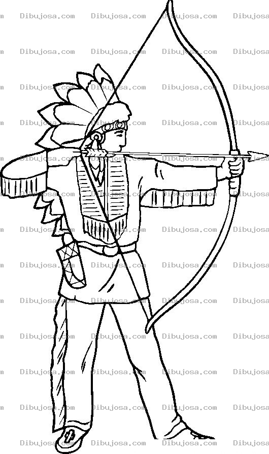 Dibujo para colorear Arco De Indio Dibujo De Indito Con Un Arco De Flechas Para Pintar Y Colorear