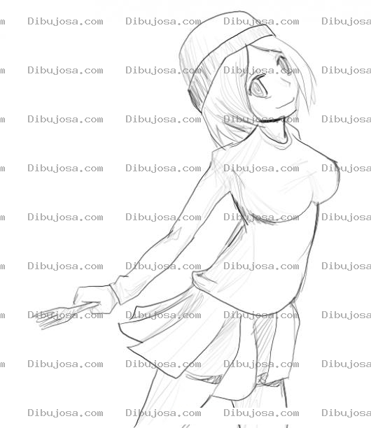 Dibujo para colorear Dibujo De Chica En Minifalda Con Un Tenedor En La Mano Para Pintar Y Colorear