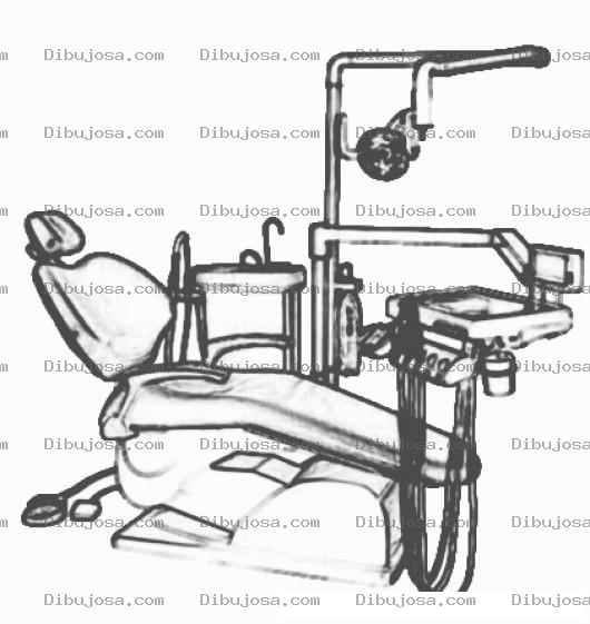 Dibujo para colorear Colorear equipo dental camilla de dentista