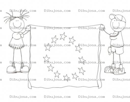 Dibujo para colorear Bandera De Union Europea Para Pintar Y Colorear Dibujo De Ninos Con La Bandera Azul Y Estrellas Doradas De La Academiaeuropea