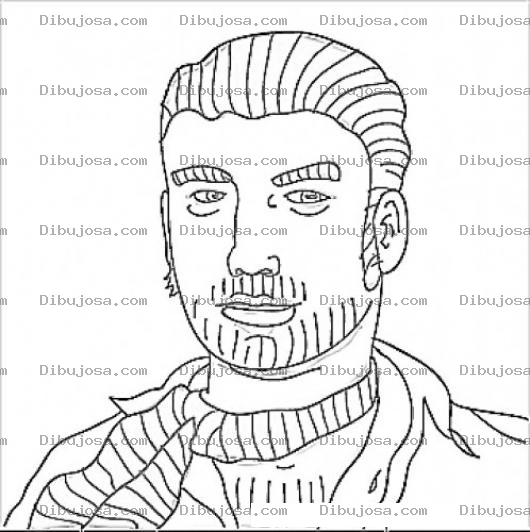Dibujo para colorear Dibujo De Hombre Con El Pelo Peinado Con Gelatina Y Bufanda En El Cuello Para Pintar Y Colorear