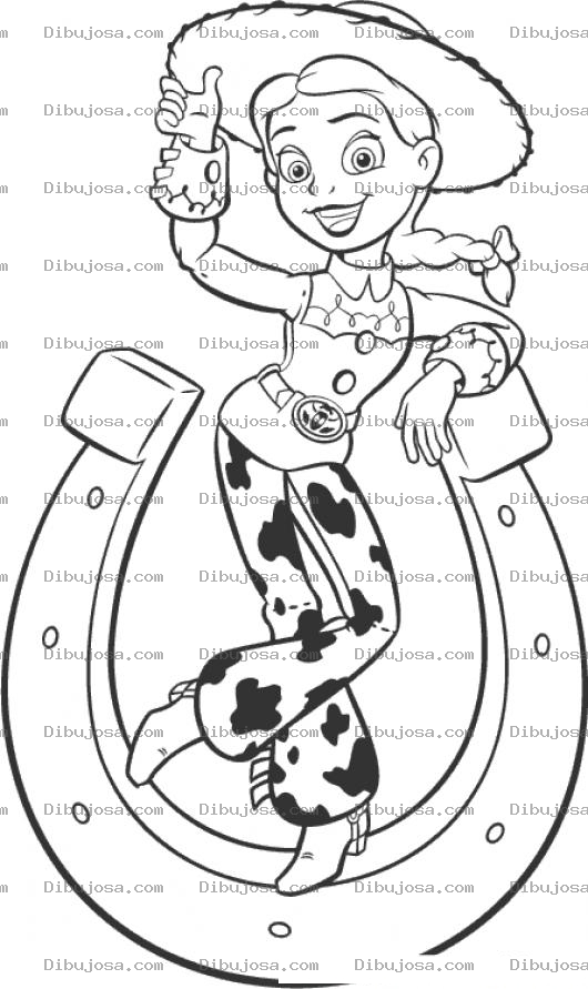 Dibujo para colorear Dibujo De Jessy De Toy Story En Una Herradura De Caballo Para Pintar Y Colorear