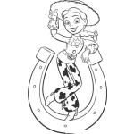 Dibujo para colorear Dibujo De Jessy De Toy Story En Una Herradura De Caballo Para Pintar Y Colorear
