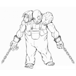 Dibujo para colorear Hombre De Tres Cabezas Para Pintar Y Colorear