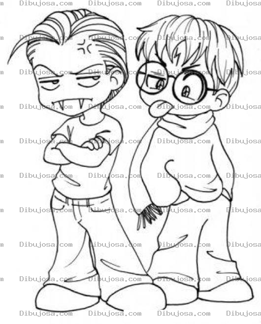 Dibujo para colorear Dibujo De Nino Sacandole La Lengua A Draculin Para Pintar Y Colorear