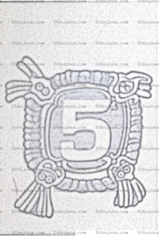 Dibujo para colorear Colorear El Numero 5 En Un Signo Maya Del Billete De 5 Quetzales De Guatemala