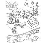 Dibujo para colorear Dibujo De Dora Exploradora Frente A Un Rio Con Placas De Hielo Para Pintar Y Colorear