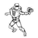 Dibujo para colorear Dibujo De Robot Con Pistola De Rayo Laser Para Pintar Y Colorear