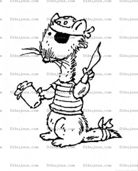 Dibujo para colorear Dibujo De Rata Pirata Para Pintar Y Colorear