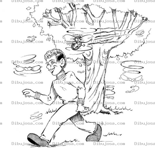 Dibujo para colorear Camara Voladora Dibujo De Negrito Caminando En Un Bosque Segudio Por Una Libelula Robot Con Camara De Vigilancia Para Pintar Y Colorear