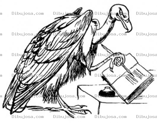 Dibujo para colorear Dibujo De Un Buitre Firmando Un Libro Prara Pintar Y Colorear