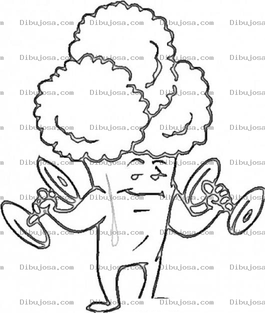 Dibujo para colorear Dibujo De Brocoli Sano Fuerte Y Musculoso Haciendo Pesas Para Pintar Y Colorear