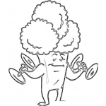 Dibujo para colorear Dibujo De Brocoli Sano Fuerte Y Musculoso Haciendo Pesas Para Pintar Y Colorear