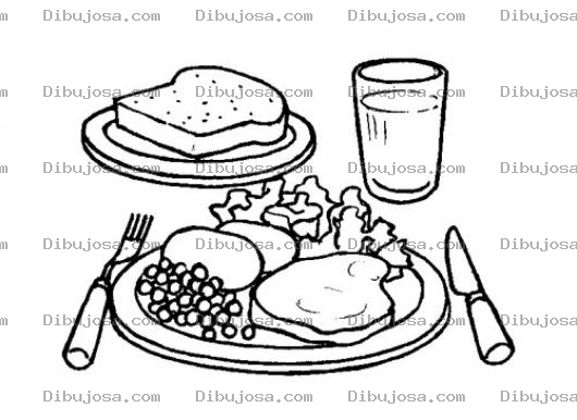 Dibujo para colorear Dibujo De Un Plato De Comida Saludable Para Pintar Y Colorear