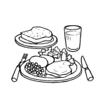 Dibujo para colorear Dibujo De Un Plato De Comida Saludable Para Pintar Y Colorear