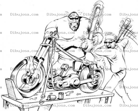 Dibujo para colorear Pinata De Moto Dibujo De Hombres Destuyendo Una Motocicleta Para Pintar Y Colorear
