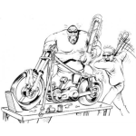 Dibujo para colorear Pinata De Moto Dibujo De Hombres Destuyendo Una Motocicleta Para Pintar Y Colorear