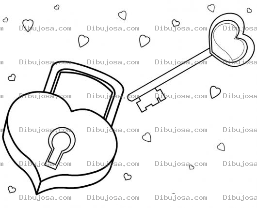 Dibujo para colorear El Candado Del Amor Dibujo De Candado Y Llave Con Forma De Corazon Para Pintar Y Colorear