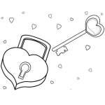 Dibujo para colorear El Candado Del Amor Dibujo De Candado Y Llave Con Forma De Corazon Para Pintar Y Colorear