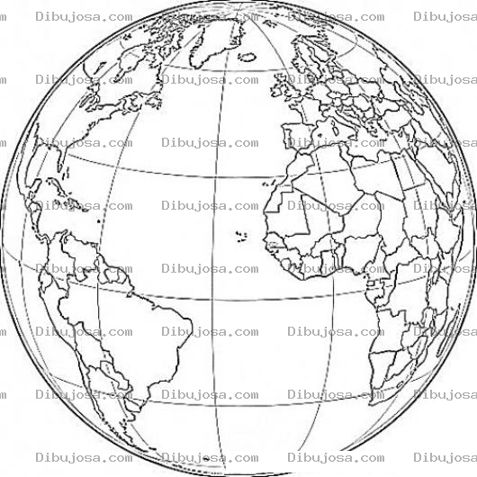 Dibujo para colorear Dibujo Del Mundo Mostrando America Europa Y Africa Para Pintar Y Colorear A Zenegal En Medio