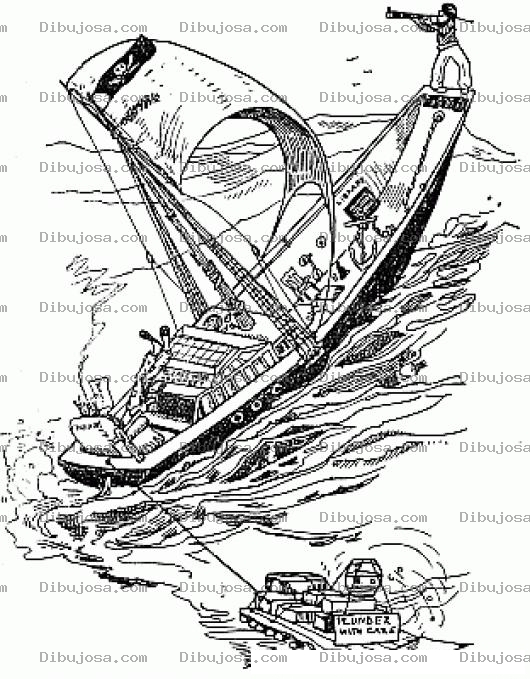 Dibujo para colorear Dibujo De Barco Pirata Remolcado Para Pintar Y Colorear Barquito Remolcador