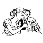 Dibujo para colorear Dibujo De Novios Bebiendo Un Refresco Con Popote Para Pintar Y Colorear