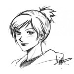 Dibujo para colorear Dibujo De Chica E Pelo Corto Con Una Cola En La Cabeza Para Pintar Y Colorear Chongo