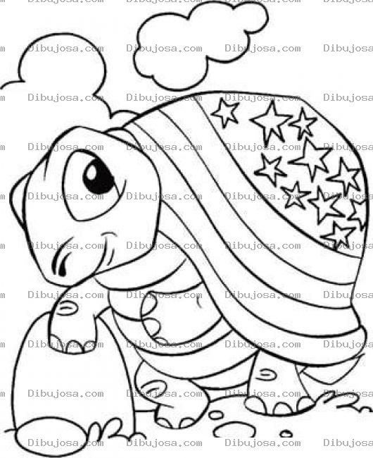 Dibujo para colorear Dibujo De La Tortuga America Para Pintar Y Colorear Tortuguita Con Caparazon De Estrellas