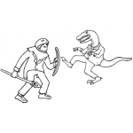 Dibujo para colorear Dibujo De Hombre Peleando Contra Un Dinosaurio Para Pintar Y Colorear