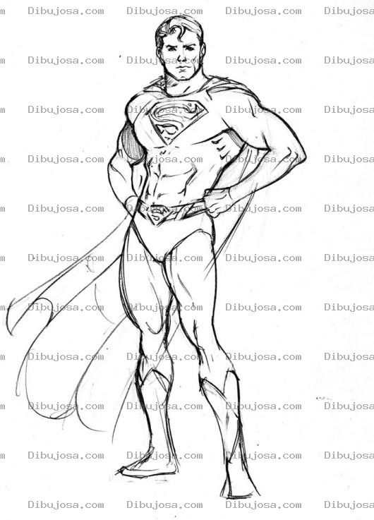 Dibujo para colorear Dibujo De Superman Parado Para Pintar Y Colorear