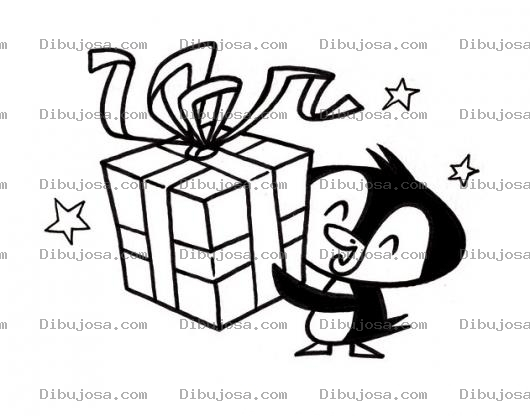 Dibujo para colorear Dibujo De Pinguinito Con Regalo Para Pintar Y Colorear