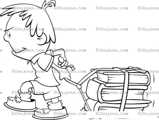 Dibujo para colorear Libros Pesados Dibujo De Nino Arrastrando Sus Libros Pesadisimos Para Pintar Y Colorear