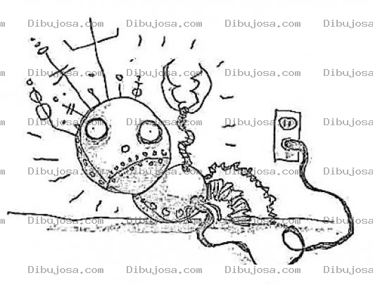 Dibujo para colorear Dibujo De Robot Electrocutado Para Pintar Y Colorear