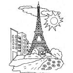 Dibujo para colorear Dibujo De La Torre Eiffel Para Pintar Y Colorear Un Paisaje De Paris Francia