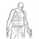 Dibujo para colorear pistolero dibujo de hombre con 2 pistolas para pintar y colorear