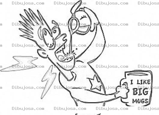 Dibujo para colorear Cafeina Dibujo De Adicto A La Cafeina Tomando Cafe Directamente De La Cafetera Para Pintar Y Colorear