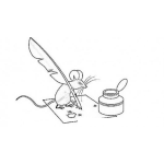 Dibujo para colorear Rata Escritora Dibujo De Raton Escribiendo Una Carta Con Una Pluma Para Pintar Y Colorear